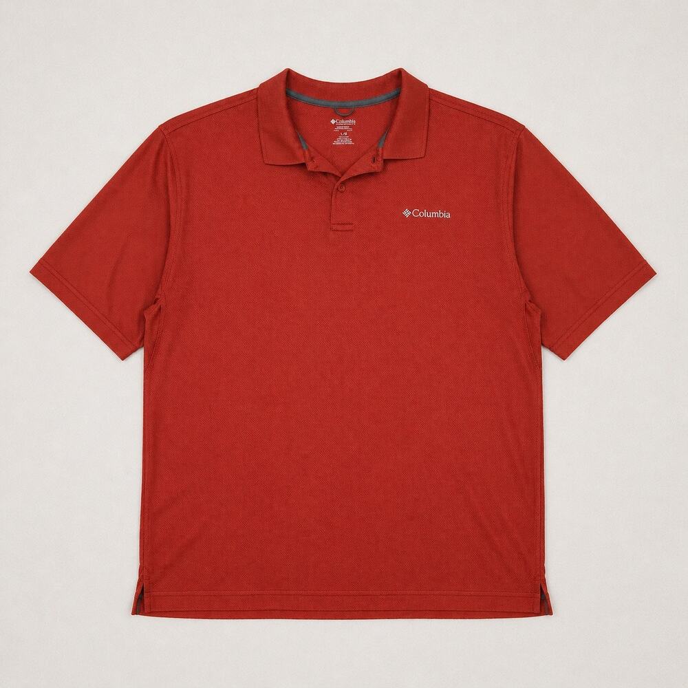 Columbia Polo Shirt Mens Size Medium Orange Performance Golf Athletic Activewear